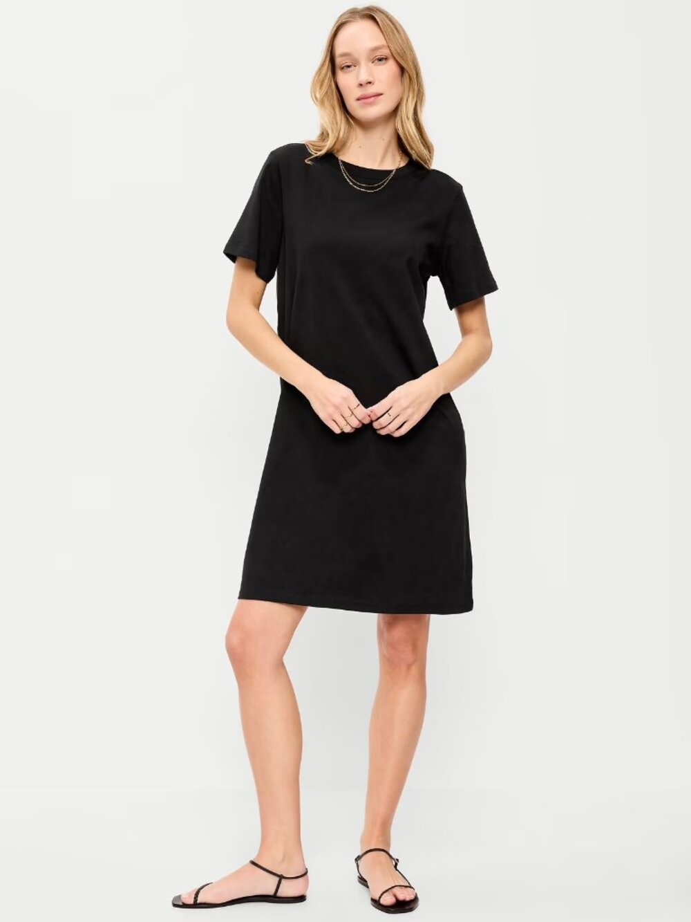 NWT Black Vintage Crew Neck Short Sleeve Mini T-Shirt Dress (100% Cotton)
